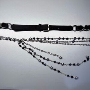 Black Suede Leather and Chain Link Belts - Size XL